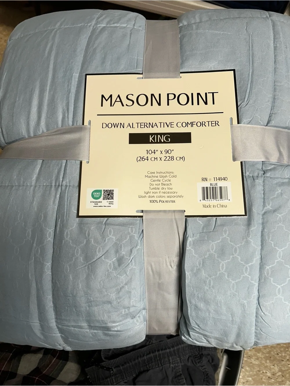 Mason Point King Down Alternative Comforter Blue 104x90 Polyester